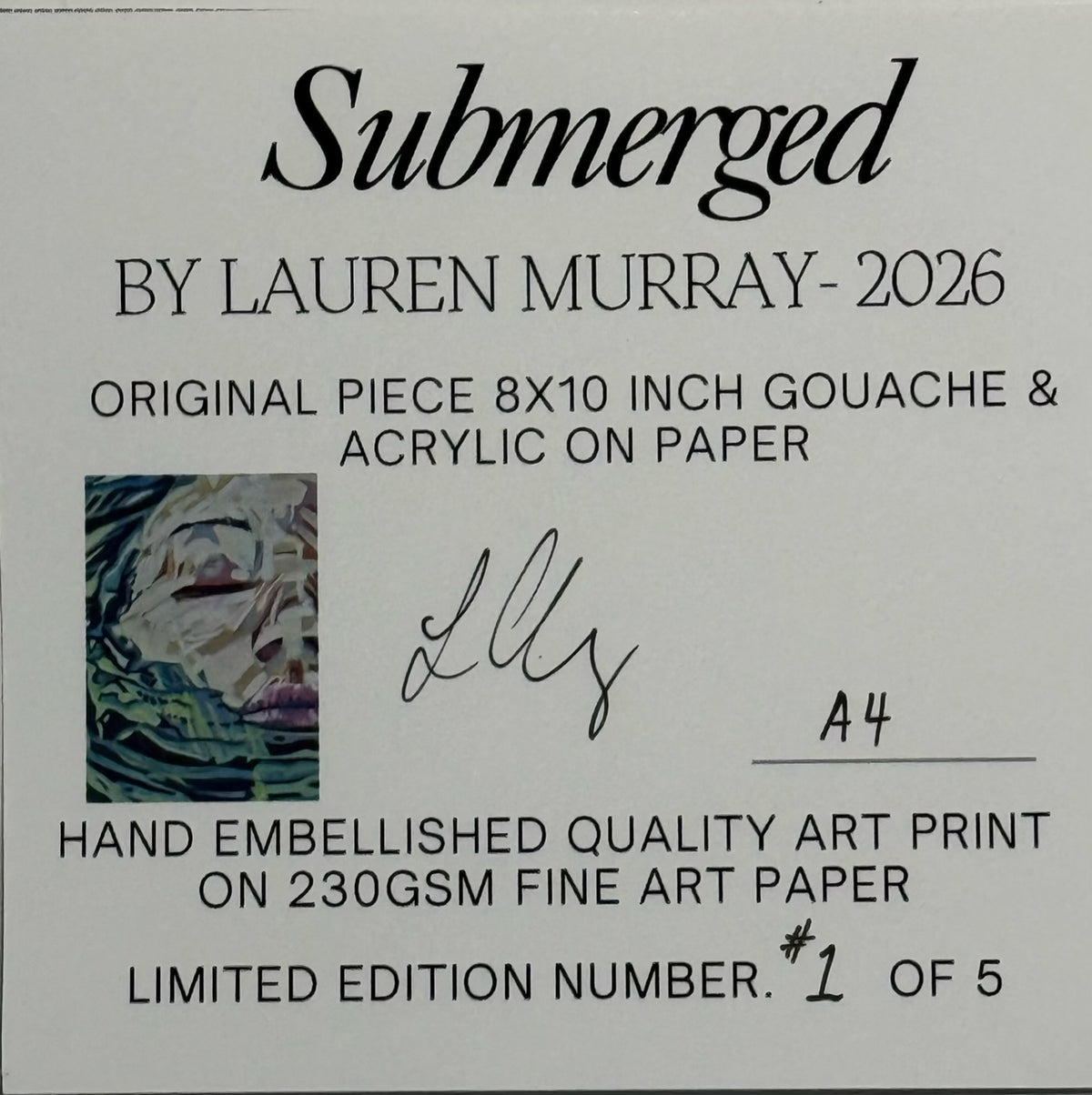 “Submerged” limited edition hand finished art print - 14 x 20cm